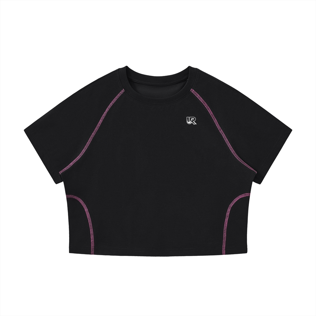 Women's Contrast Stitch Raglan Crop T-Shirt